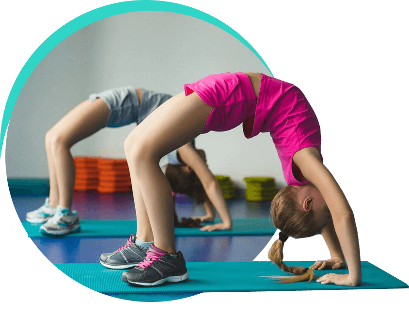 Girls Doing Gymnastic Exercises or Exercising in the Class